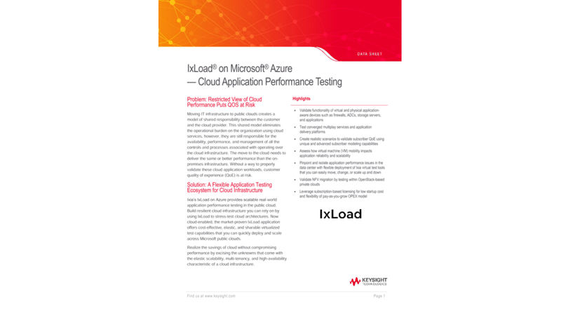 IxLoad® on Microsoft® Azure — Cloud Application Performance Testing